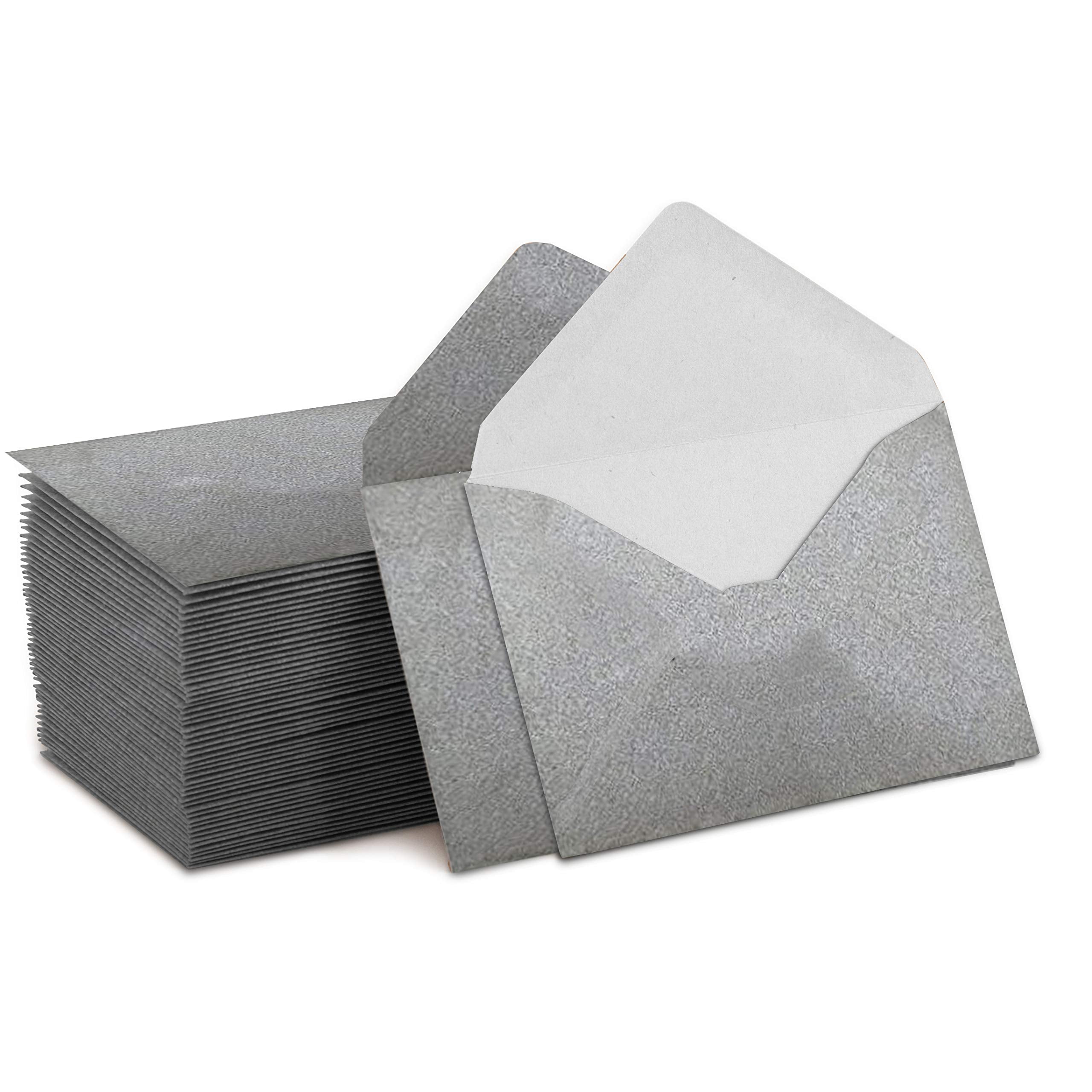 Mini Envelopes Silver 4' X 2.75' Gift Card Envelopes. Easy-Seal Business Card/Gift Card Envelopes (100 Pack)