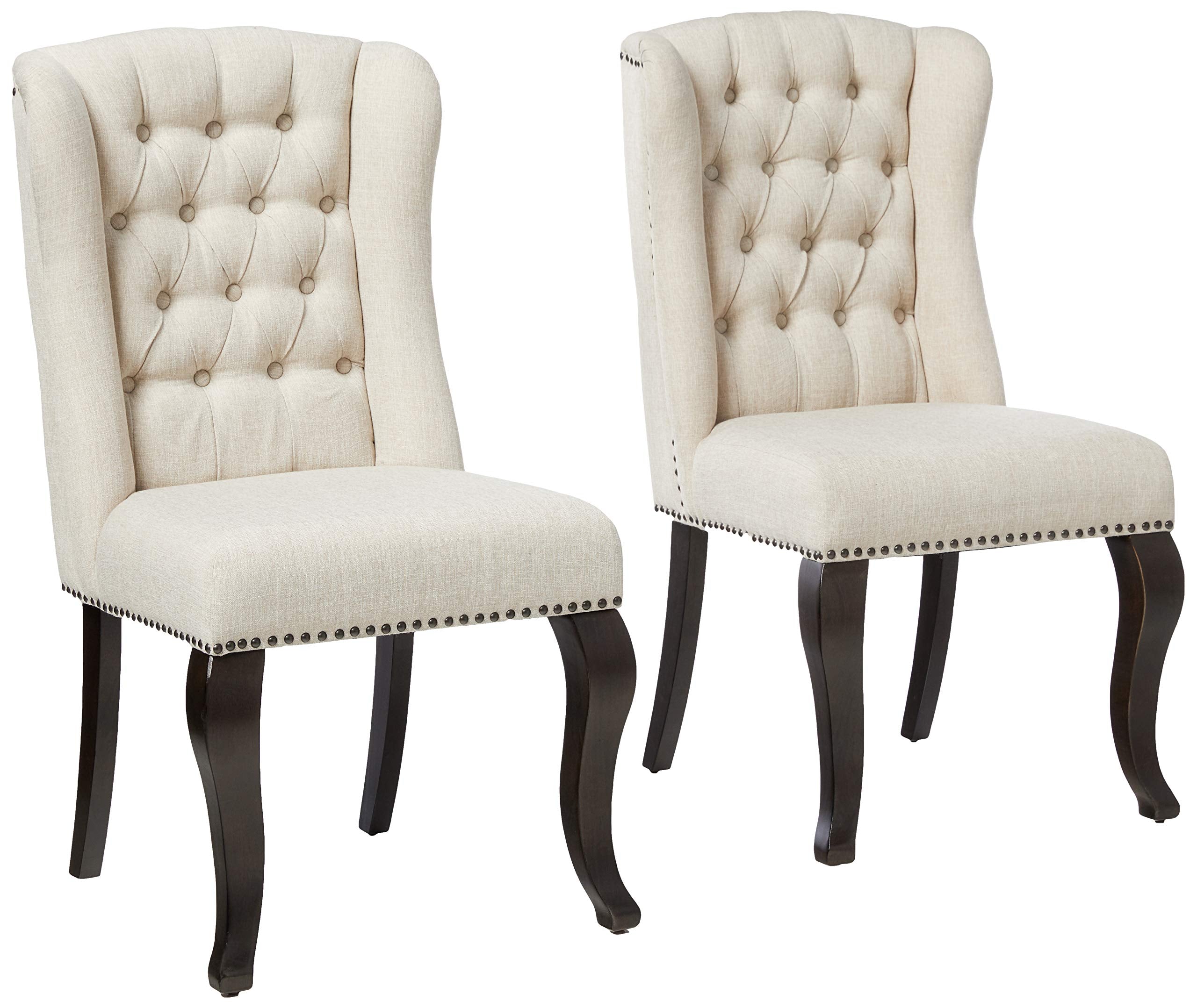 Best Quality Furniture Beige Linen Fabric Upholstered Dining Chair (Set Of 2), Cappuccino