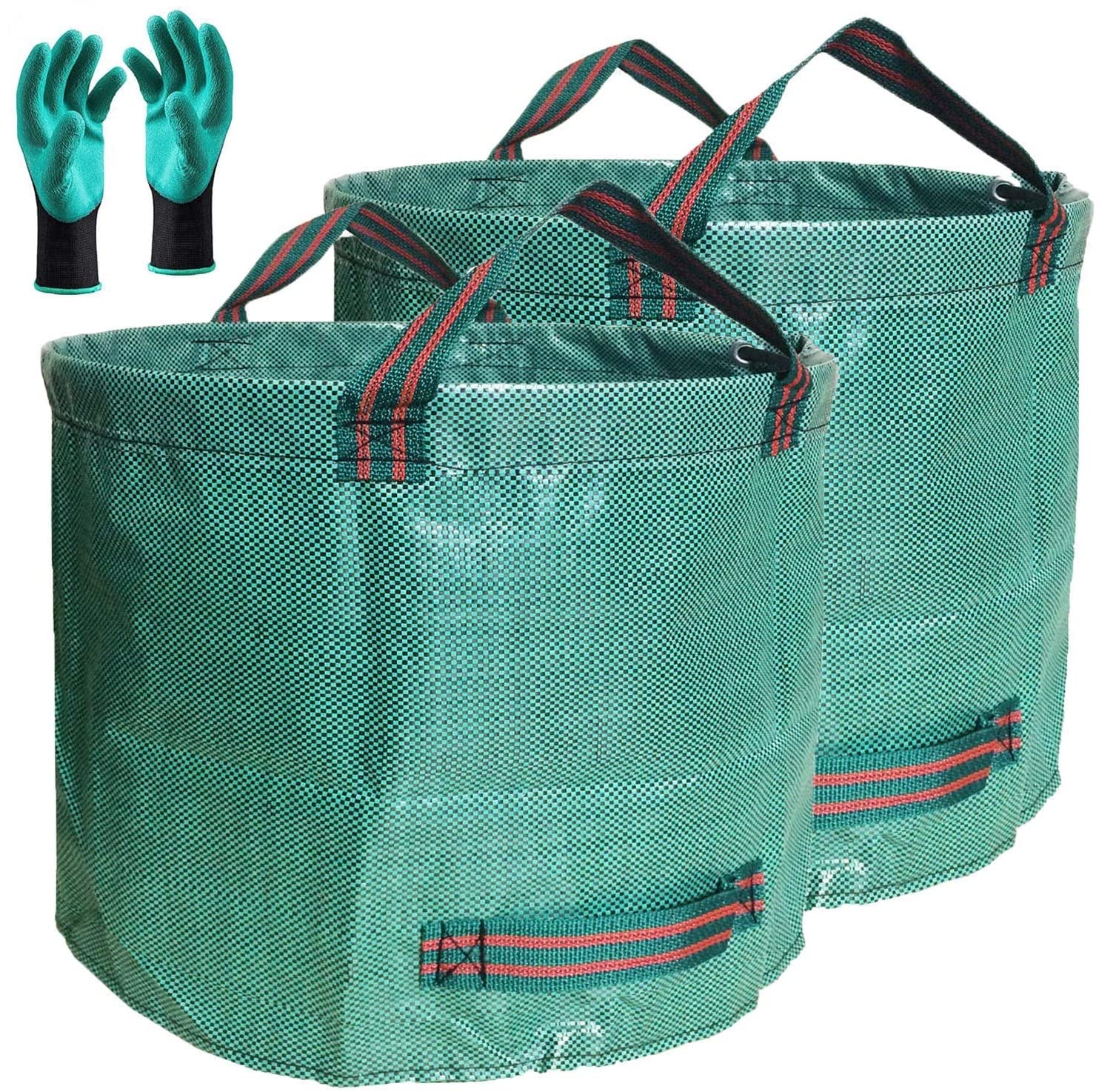 Standard 2-Pack 16 Gallon Home Yard Garden Bags (D18, H15 Inch) With Garden Gloves, Camping Waste Bags,Recycling Bag,Campsite Tr