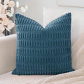 Otostar Corduroy Decorative Throw Pillow Covers 22X22 Inch Super Soft Boho Striped Square Pillow Covers Case Modern Cushion Covers For Sofa Couch Bedroom Car Decor Teal