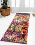 Unique Loom Jardin Collection Colorful, Vibrant, Abstract, Modern Area Rug, 2 ft 7 in x 8 ft, Multi/Blue