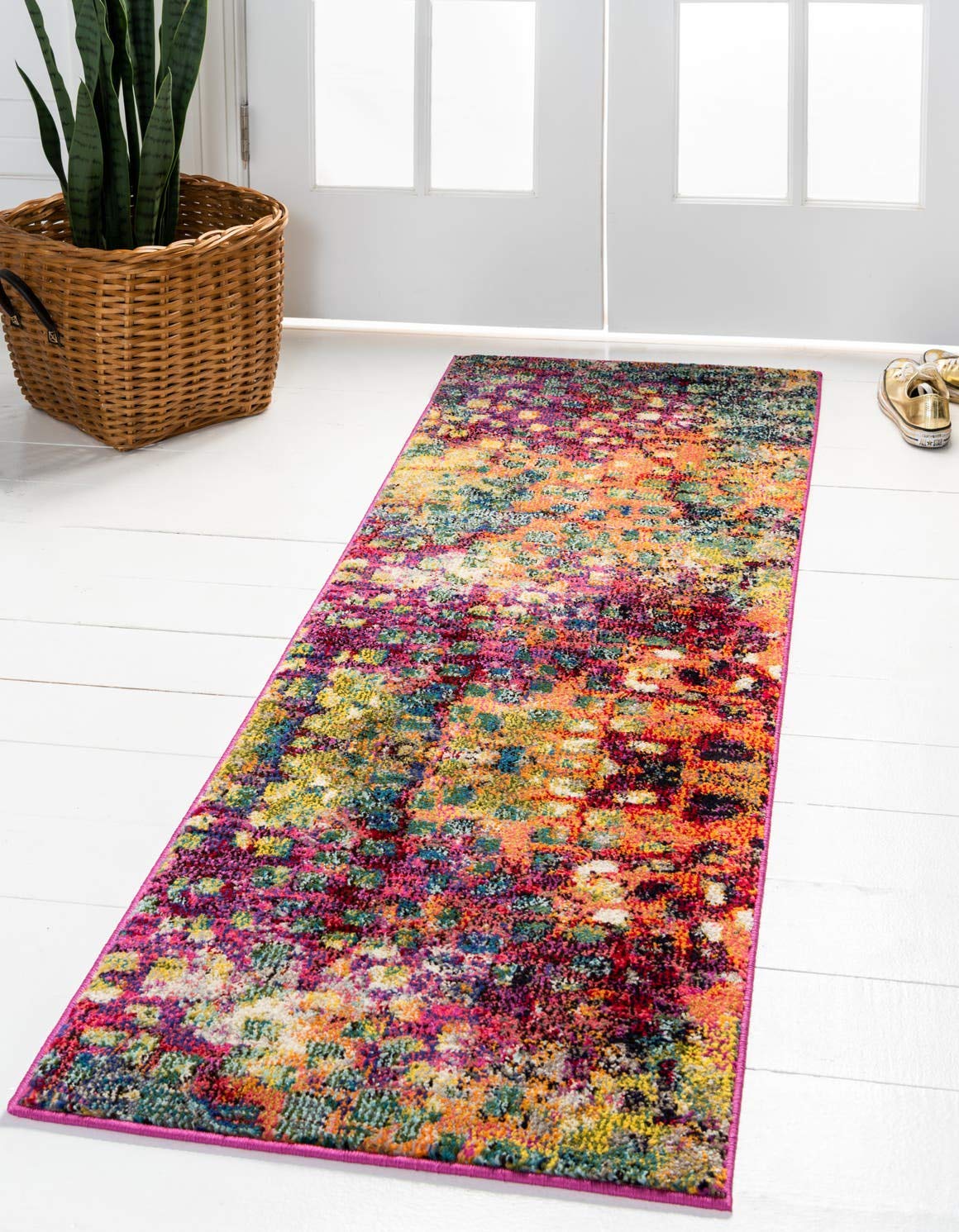 Unique Loom Jardin Collection Colorful, Vibrant, Abstract, Modern Area Rug, 2 ft 7 in x 8 ft, Multi/Blue