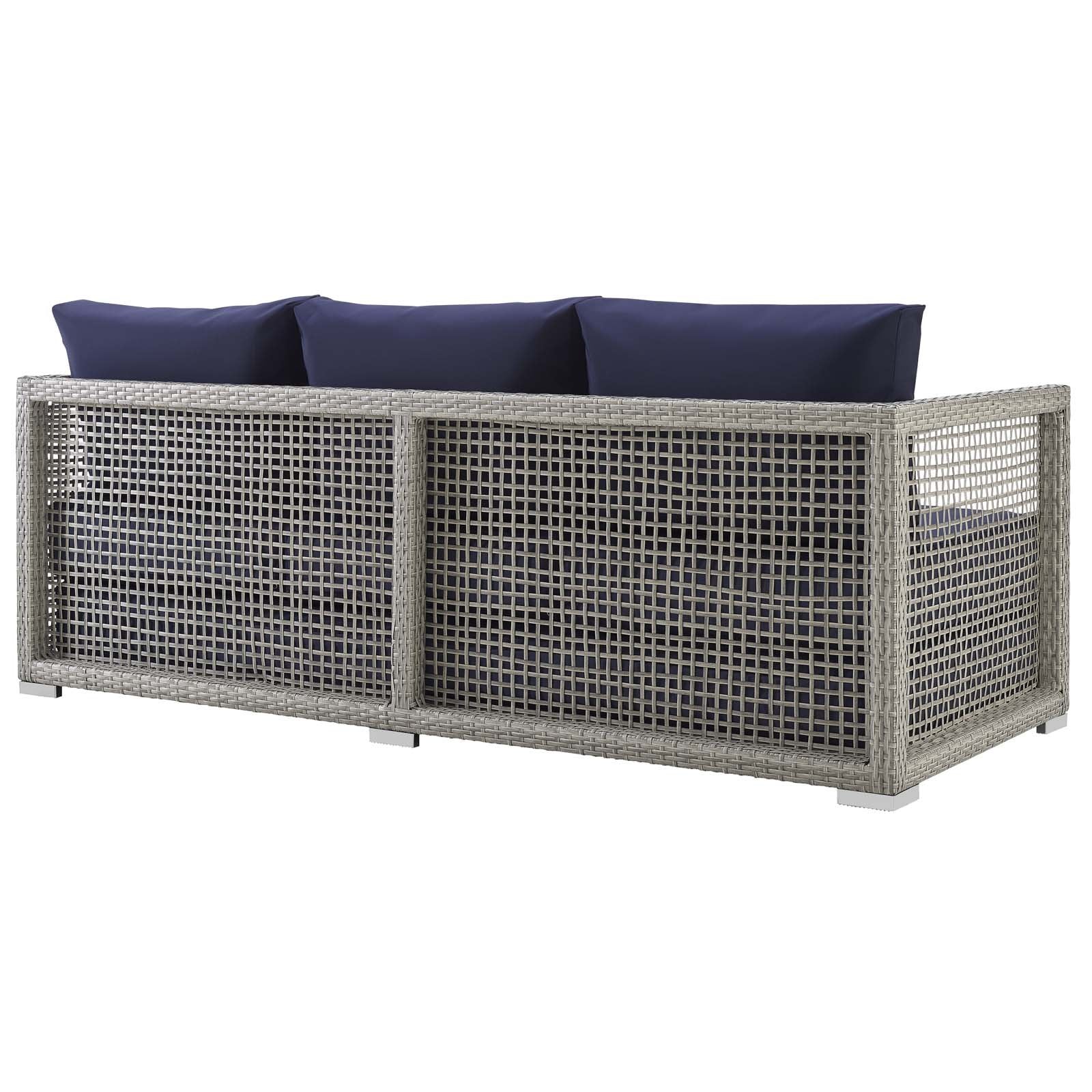 Modway Aura Outdoor Patio Wicker Rattan, Sofa, Gray Navy