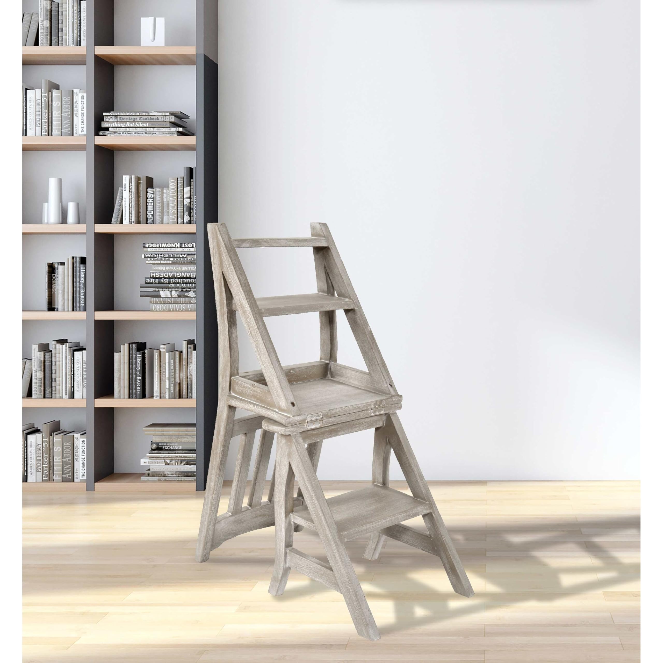 Mystique Gray Library Chair Stepladder
