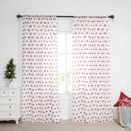Mysky Home 95 Inch Long Christmas Curtains For Living Room Sliding Door Red Pom Pom White Shher Curtains For Bedroom Large Window Panels Dining Room Rod Pocket Privacy Protect 2 Sets 52' X 95'