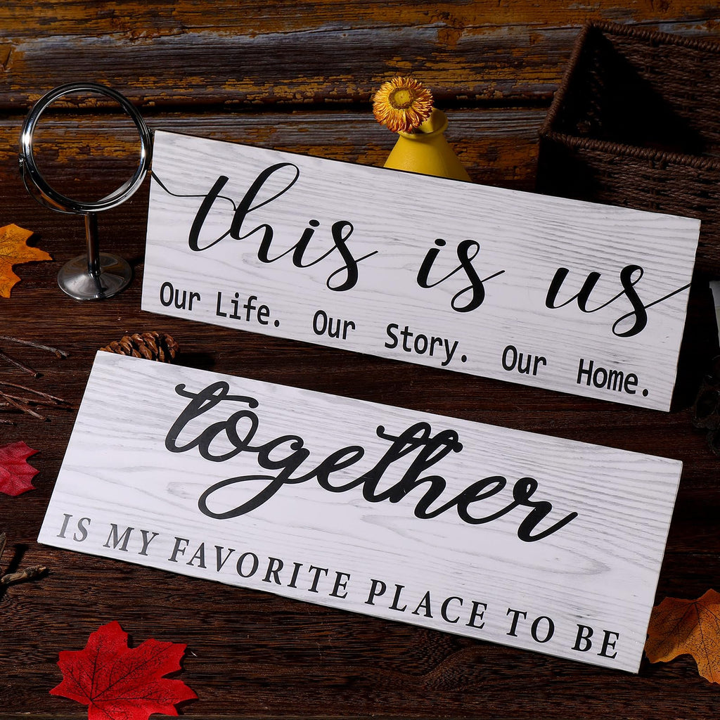 Jetec 2 Pcs This Is Us Wall Decor Home Wooden Wall Sign Family Wall Plaques Together Is My Favorite Place To Be Sign Rustic Wood
