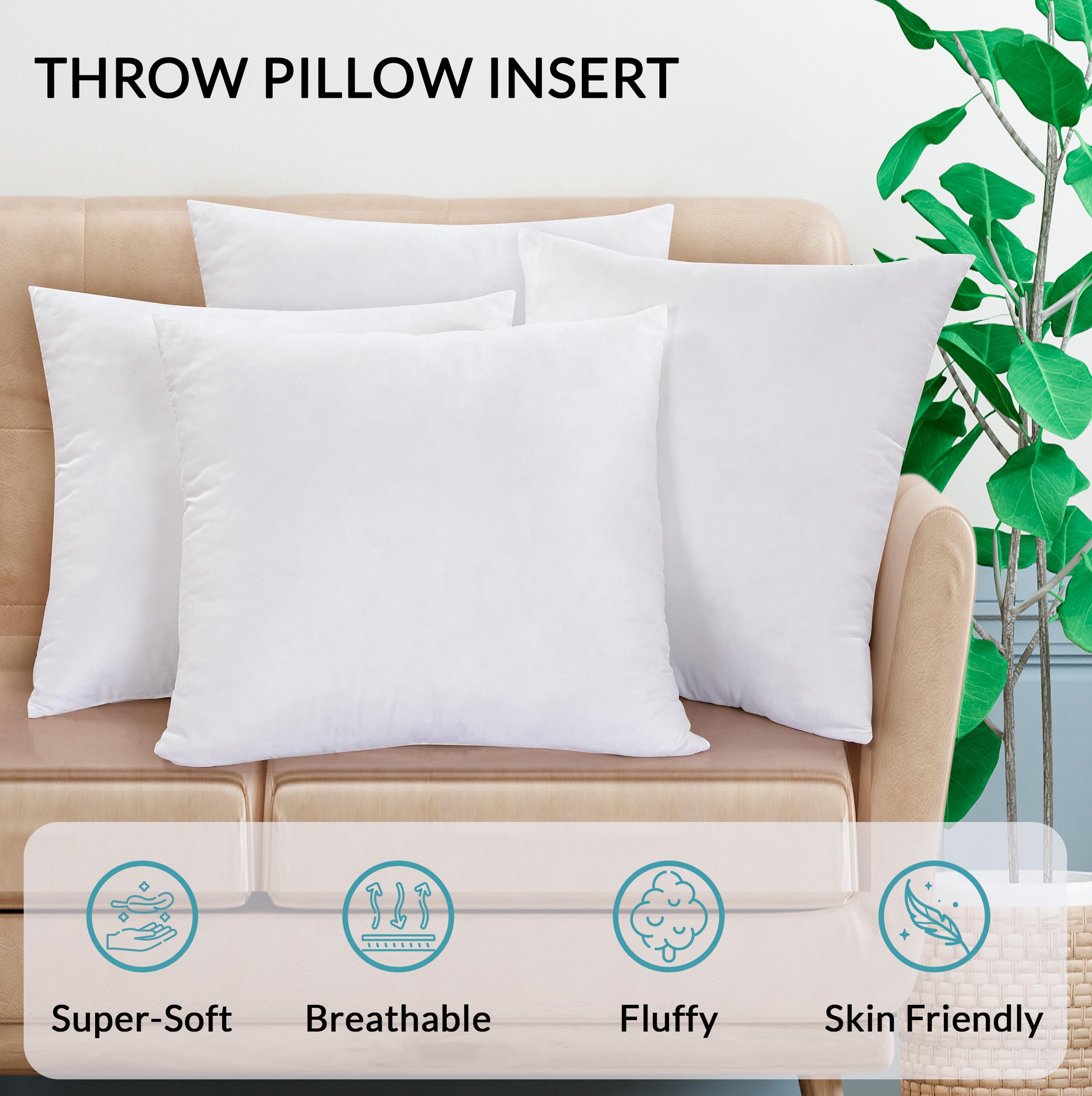 Royale Linens Throw Pillow Insert - Rectangle Pillow - Bed&Couch Pillow - Sofa Pillow Insert - Decorative Pillow Insert - Inner