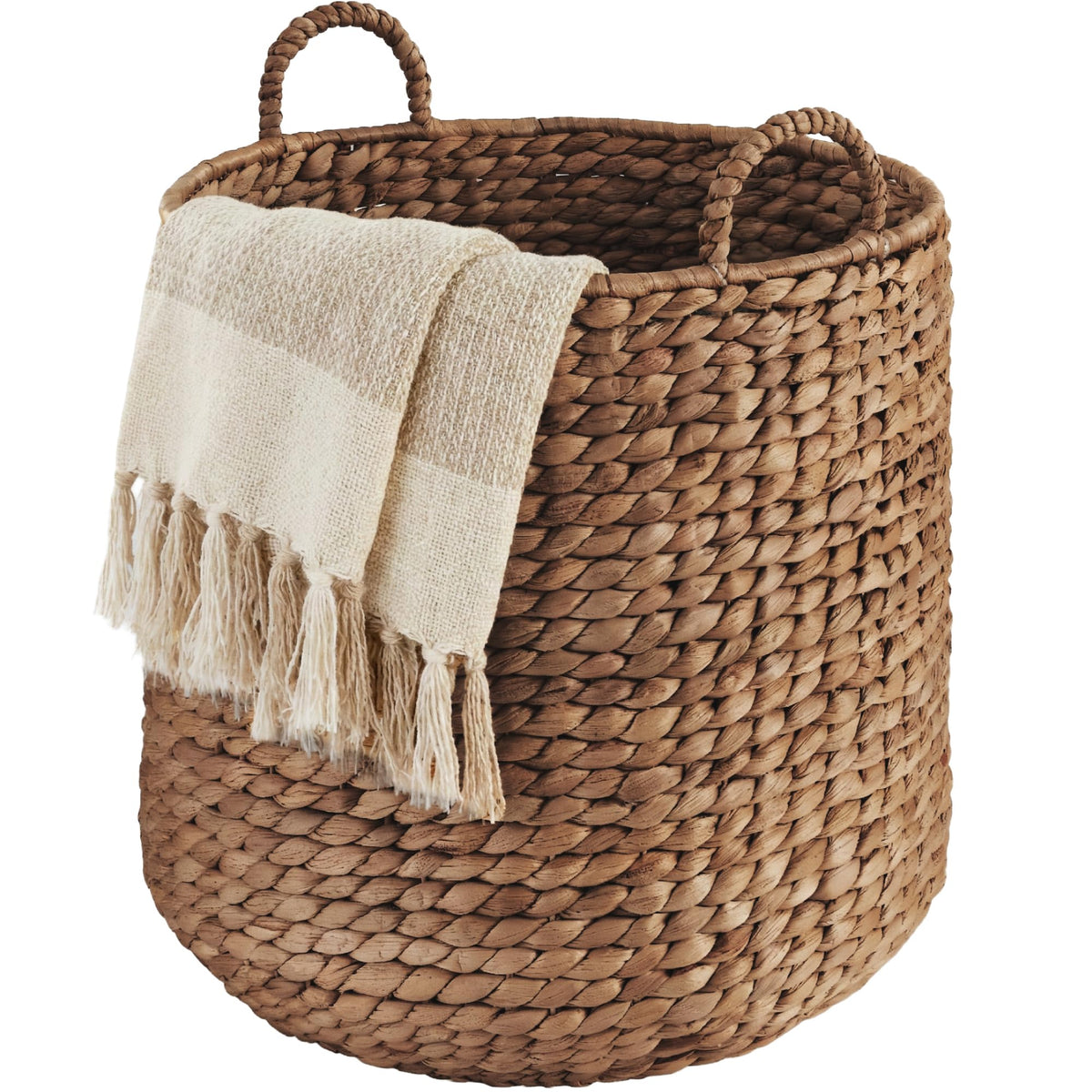 Best Choice Products Round Storage Basket w/Handles, Handwoven Water Hyacinth, Plant Holder, Storage Organizer Tote Bin for Bedr