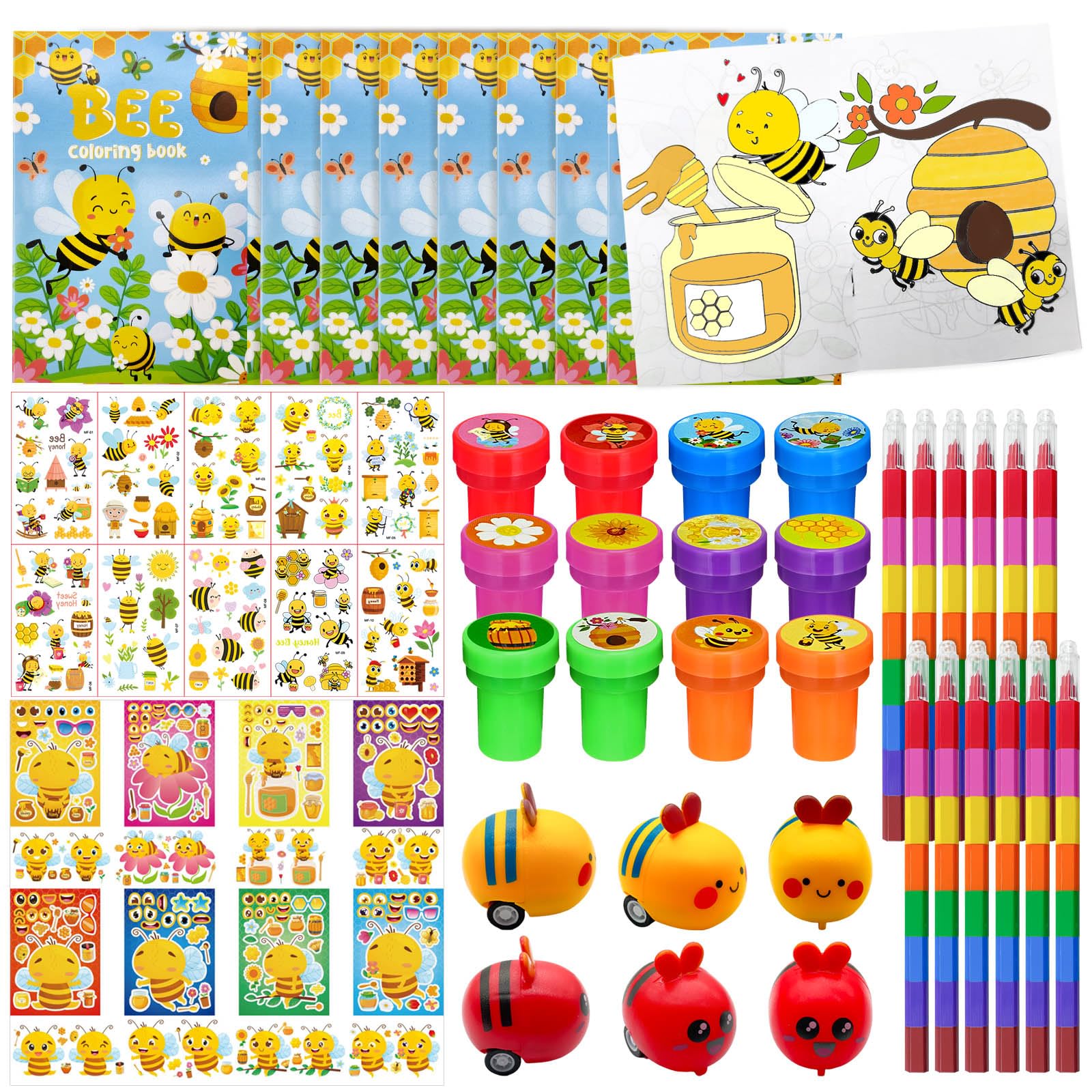 Cinrobiye 72Pcs Bee Coloring Book with Crayons Bulk,Honey Party Favors Goodie Bags Fillers, Bumble Bee Birthday Party Supplies F