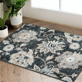 Beeiva Floral Throw Entryway Rugs Indoor, 2x3 Black Ultra Thin Washable Kitchen Rugs Non Slip Entry Rugs for Inside House, Vinta