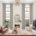 100 % Blackout Faux Linen Extra Long Curtains 2 Story Window Drapes Grommet top Solid Thermal Insulated Window Treatment Blackou