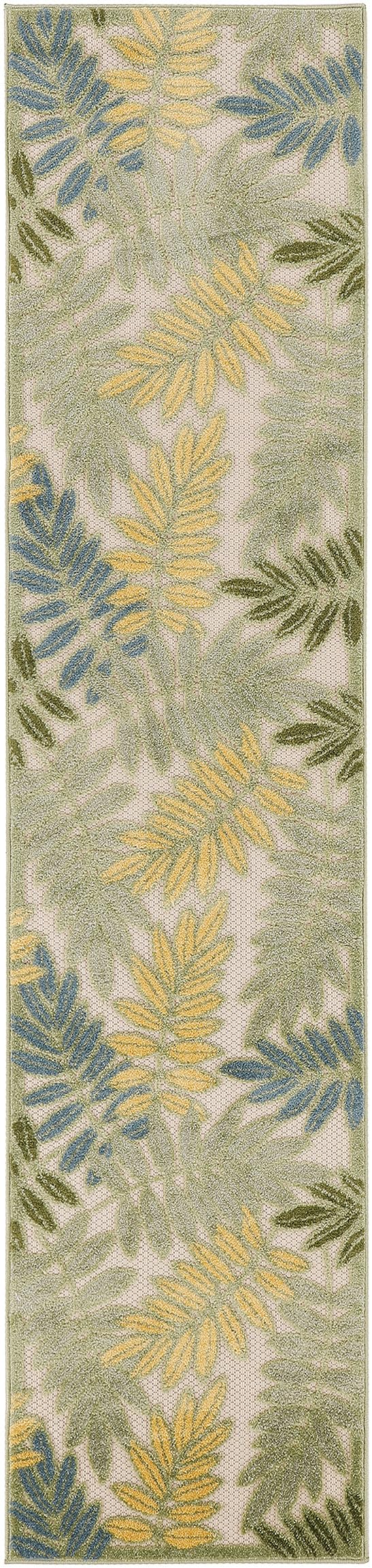 Nourison Aloha Indoor/Outdoor Green Multicolor 2'3' X 8' Area Rug, Easy Cleaning, Non Shedding, Bed Room, Living Room, Dining Room, Backyard, Patio, Deck (2X8)