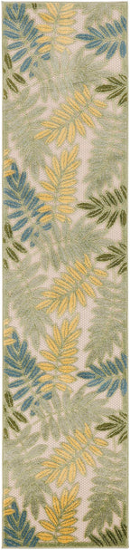 Nourison Aloha Indoor/Outdoor Green Multicolor 2'3' X 8' Area Rug, Easy Cleaning, Non Shedding, Bed Room, Living Room, Dining Room, Backyard, Patio, Deck (2X8)