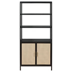 Coaster Home Furnishings Amherst 3-Shelf Radio Weave Cane Metal Accent Cabinet Black