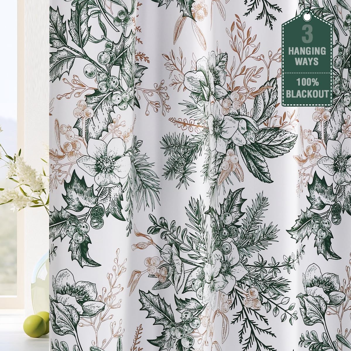 H.Versailtex Vintage Floral Curtains 108 Inch Length 2 Panels Set 100% Blackout Drapes For Bedroom Thermal Insulated Back Tab/Ro