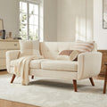 Tbfit 65' W Loveseat Sofa, Mid Century Modern Decor Love Seat Couches For Living Room, Button Tufted Upholstered Small Couch For Bedroom, Solid And Easy To Install Love Seats Furniture, Beige