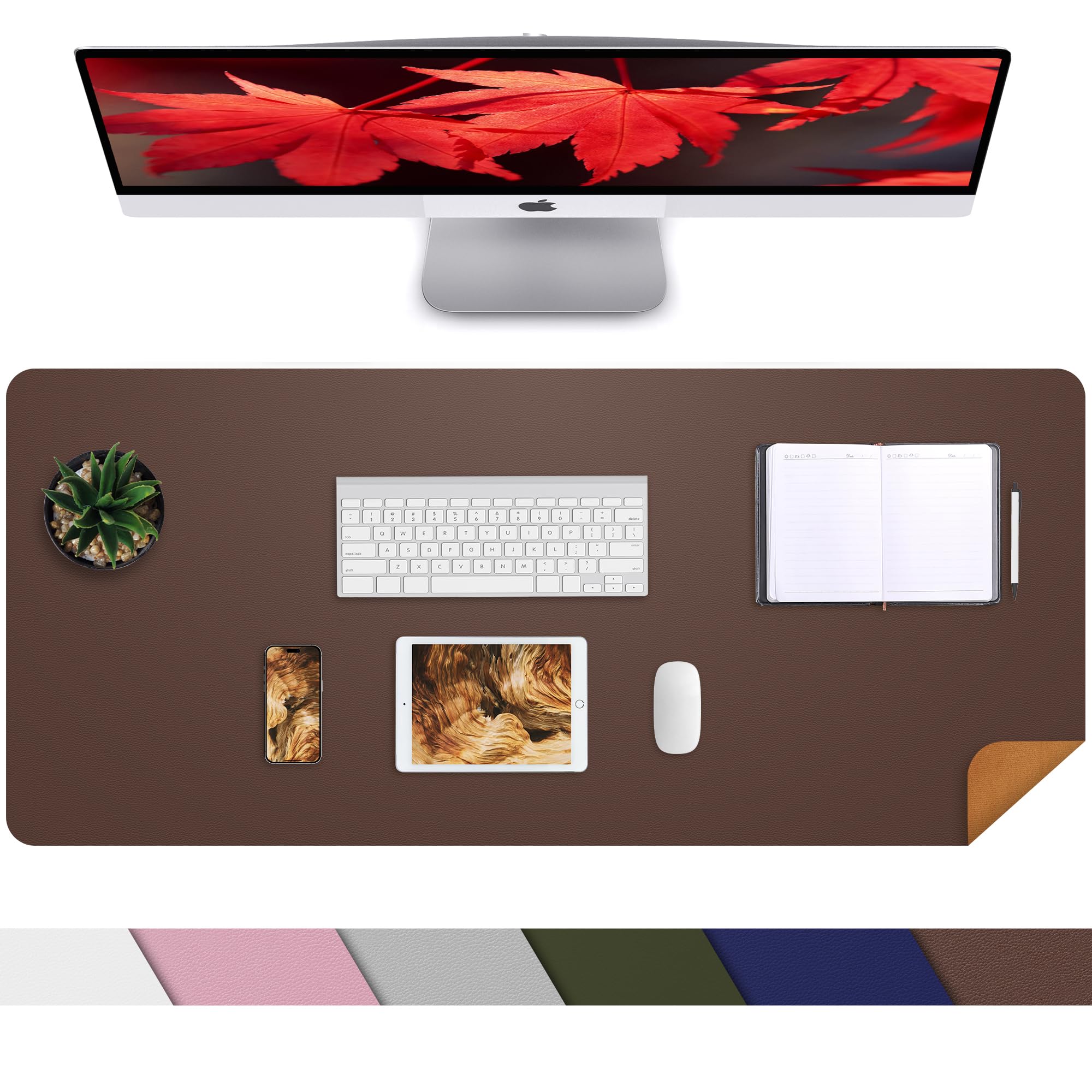 Desk Mat,35.4' X 17' Leather Desk Mat,Double-Sided Desk Pad,Desk Matt For Desktop,Large Mouse Pad,Office Desk Mat,Waterproof D