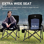 Ever Advanced Oversized Folding Camping Chair For Adults, Heavy Duty Lawn Chair With Side Pockets, Portable Collapsible Quad Chair For Outside, Support Up To 500Lbs, Black