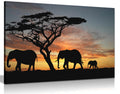 Elephants In The Sunset Africa Landscape Canvas Wall Art Picture Print (30X20)