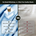 Shilucheng 4 Piece King Sheet Sets, Cooling Sheets, Blend Rayon Derived From Bamboo, Deep Pocket Up To 16', Breathable & Soft Bed Sheets, Hotel Silky Bedding Set, Lake Blue