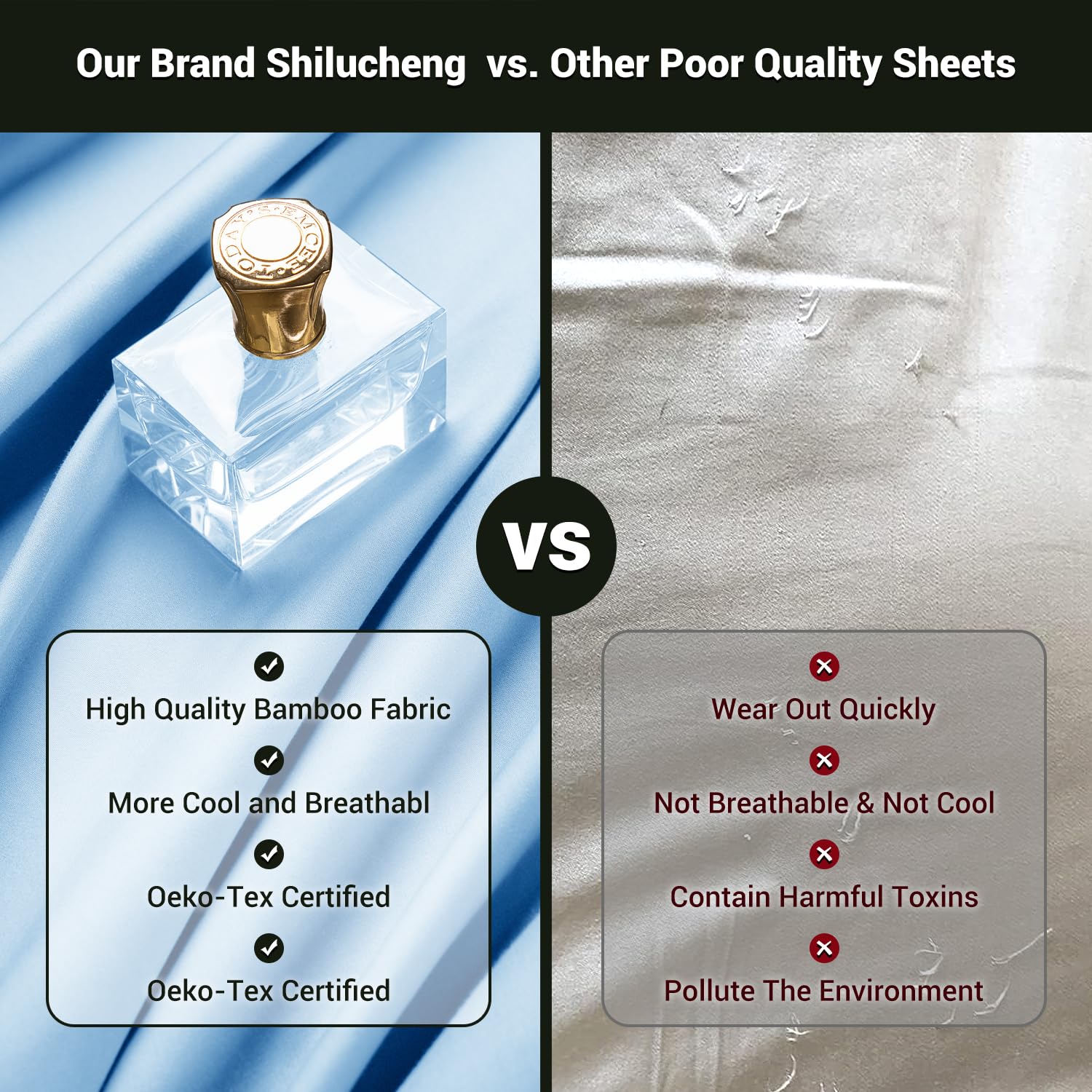 Shilucheng 4 Piece King Sheet Sets, Cooling Sheets, Blend Rayon Derived From Bamboo, Deep Pocket Up To 16', Breathable & Soft Bed Sheets, Hotel Silky Bedding Set, Lake Blue
