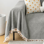Handontime Couch Slipcovers For Sofas Dark Grey Couch Cover Sofa Cover For Dogs Boho Pet Couch Protector With Tassel Couch Throw Cover Chenille Herringbone Couch Cover Sofa 2 3 Seat Cover, 71' X134'