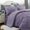 Bedsure Grayish Purple Comforter Set Queen - Bed In A Bag Queen 7 Pieces, Pintuck Beddding Sets Green Bed Set With Comforter, Sh
