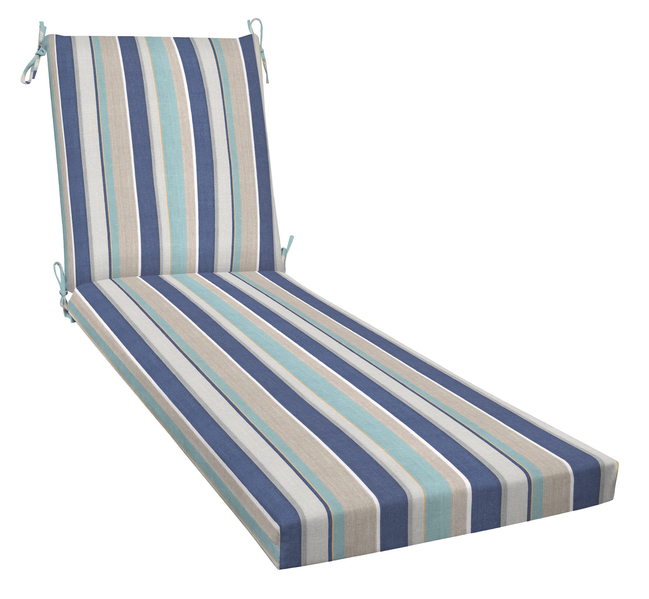 Honeycomb Outdoor Chaise, 22.5' W X 70' L, Stripe Blue & Beige Patio Cushion