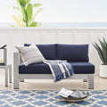 Modway Eei-4223-Slv-Nav Shore Sunbrella Patio Left-Arm In Silver Navy, 53 X 27.5 X 25