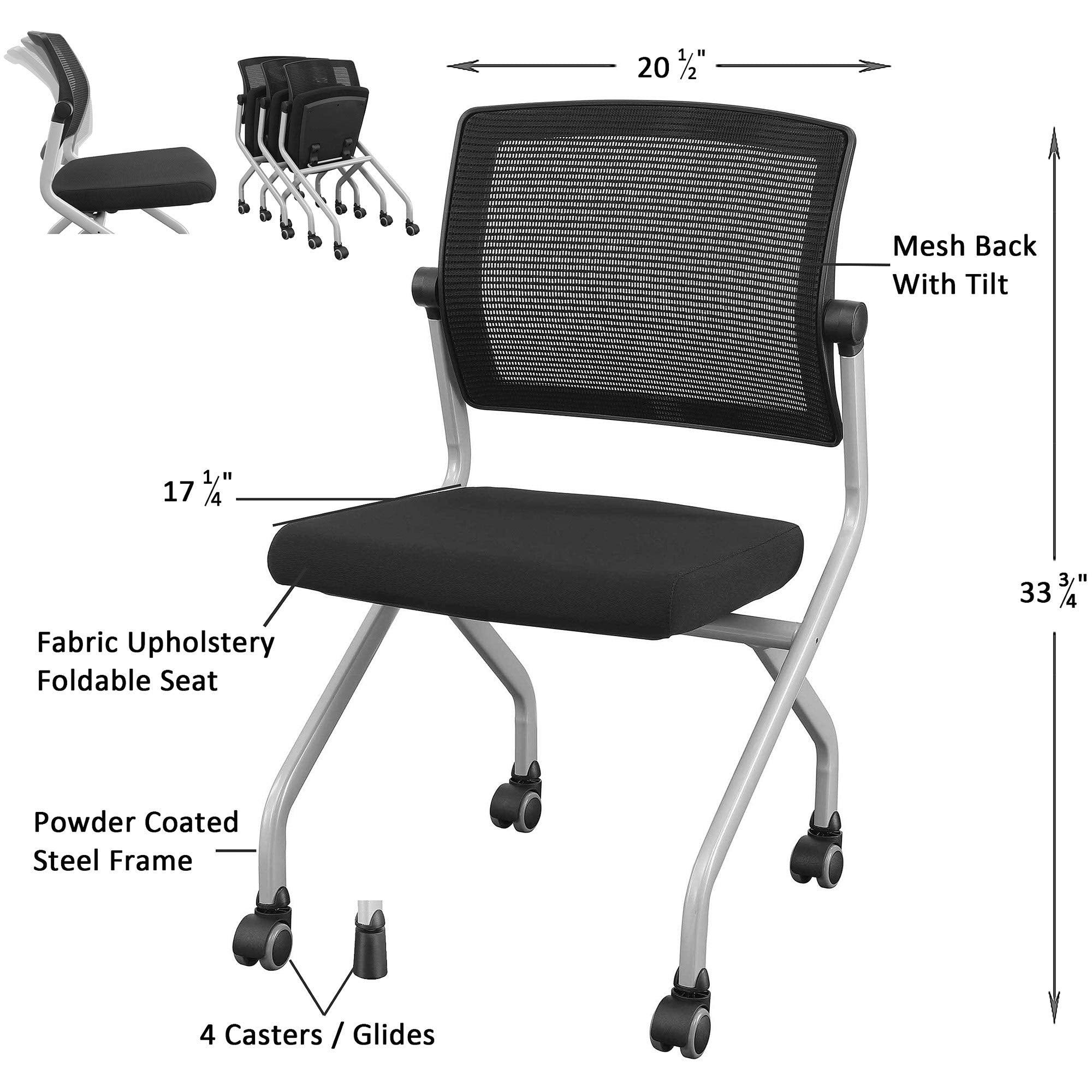 Lorell Armless Mesh Back Training Chair, 33.8&quot; x 20.5&quot; x 21.5&quot;, Black