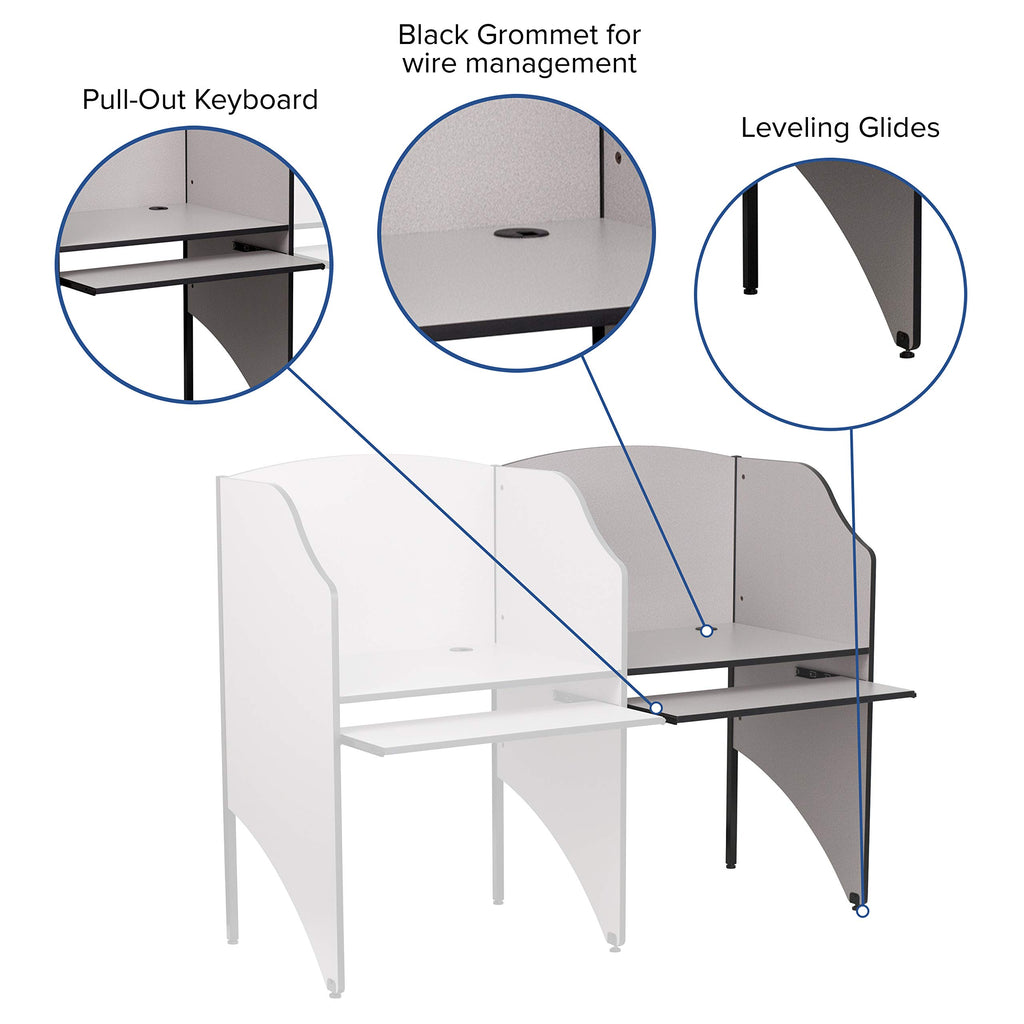 Flash Furniture Jordan Add-On Study Carrel in Nebula Grey Finish