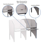 Flash Furniture Jordan Add-On Study Carrel in Nebula Grey Finish