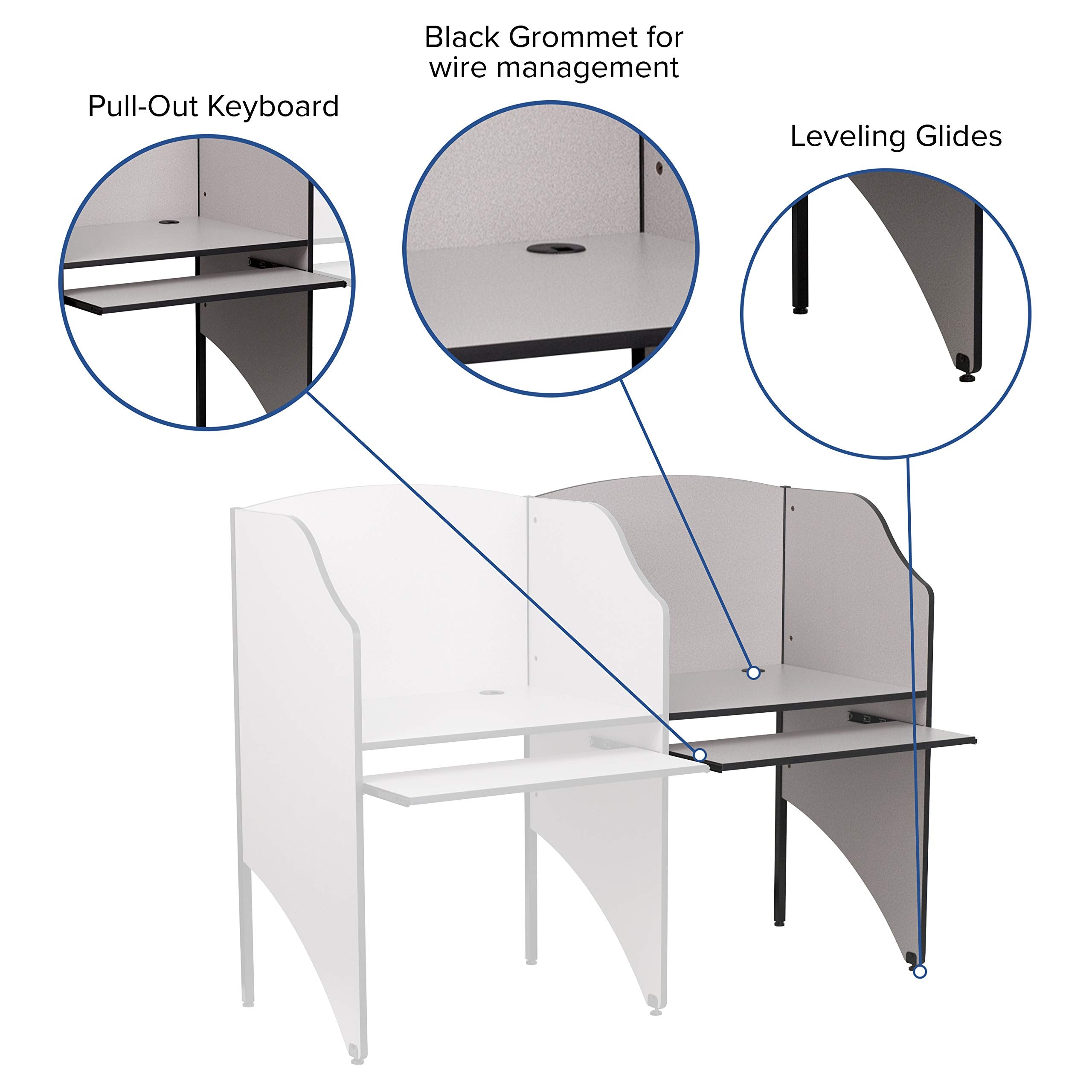 Flash Furniture Jordan Add-On Study Carrel in Nebula Grey Finish