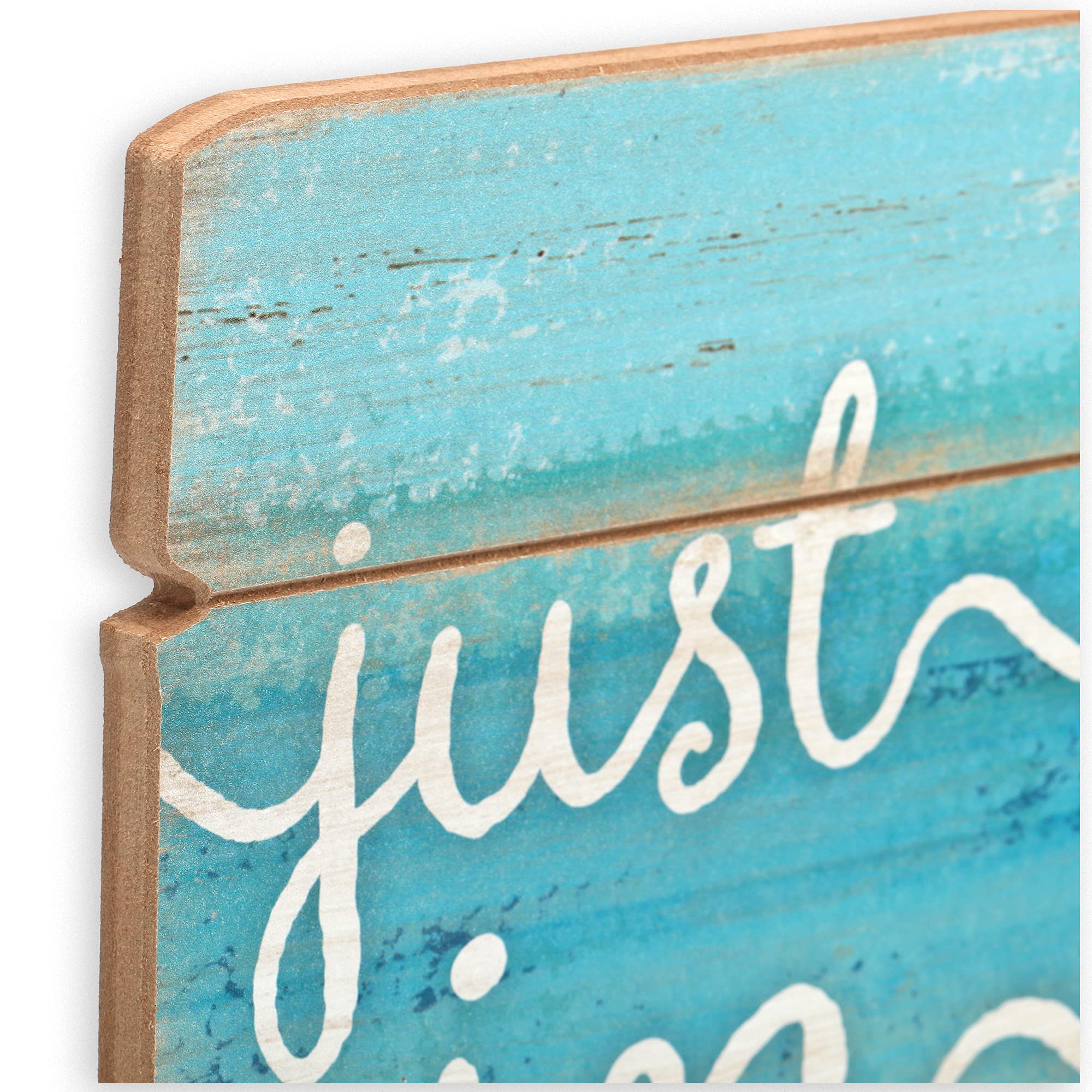 Open Road Brands Just Another Day in Paradise Beach Wall Art Aqua/Navy Wood MDF 24.52" W x 8.75" H