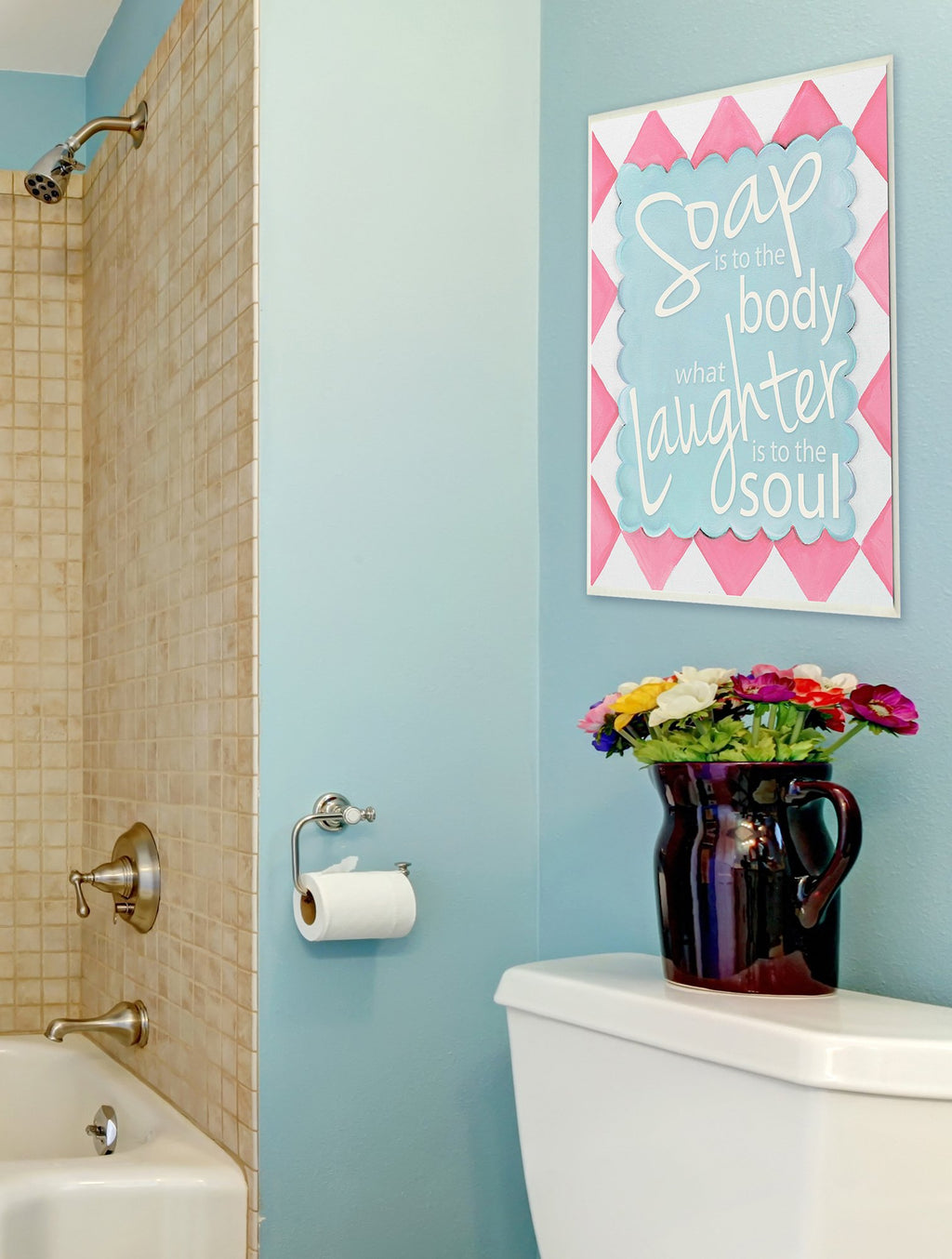 Stupell Home D  Cor Soap Is To The Body What Laughter Is To The Soul Bathroom Wall Plaque, 10 X 0.5 X 15, Proudly Made In Usa
