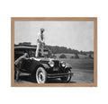 Poster Master Vintage Photograph Poster - Retro Funny Print - Gift for Artist, Friend - Golfer on Top of Antique Car, Athlete, M