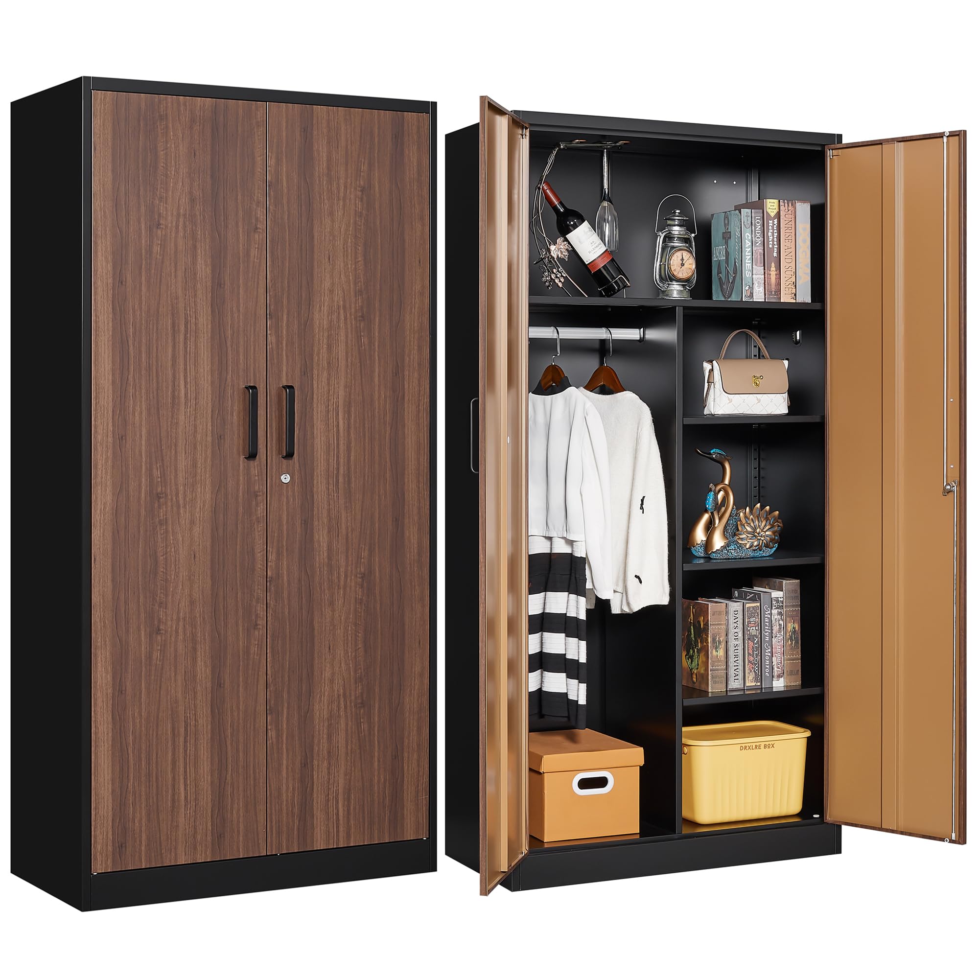 Letaya Metal Storage Cabinets,72' Employee Lockers Steel Wardrobe With Lock Door For Office,Home,School,Gym,Fire Department,Hot