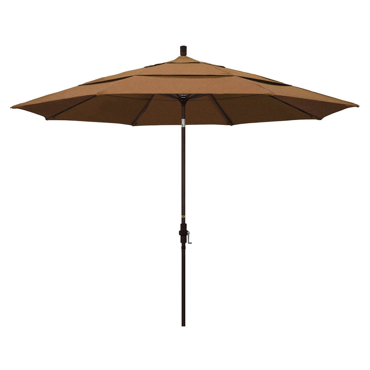 California Umbrella Gscu118117-5488-Dwv 11' Round Aluminum Market, Crank Lift, Collar Tilt, Bronze Pole, Sunbrella Teak Patio Um