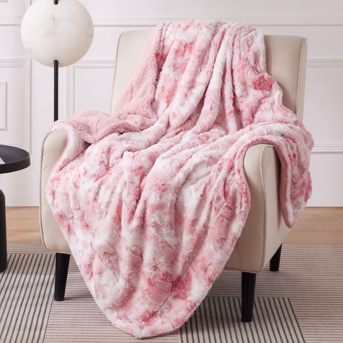 Bedsure Fuzzy Blanket Twin Size - Pink, Soft And Comfy Sherpa, Plush And Furry Faux Fur, Reversible Twin Blankets For Couch, Sof