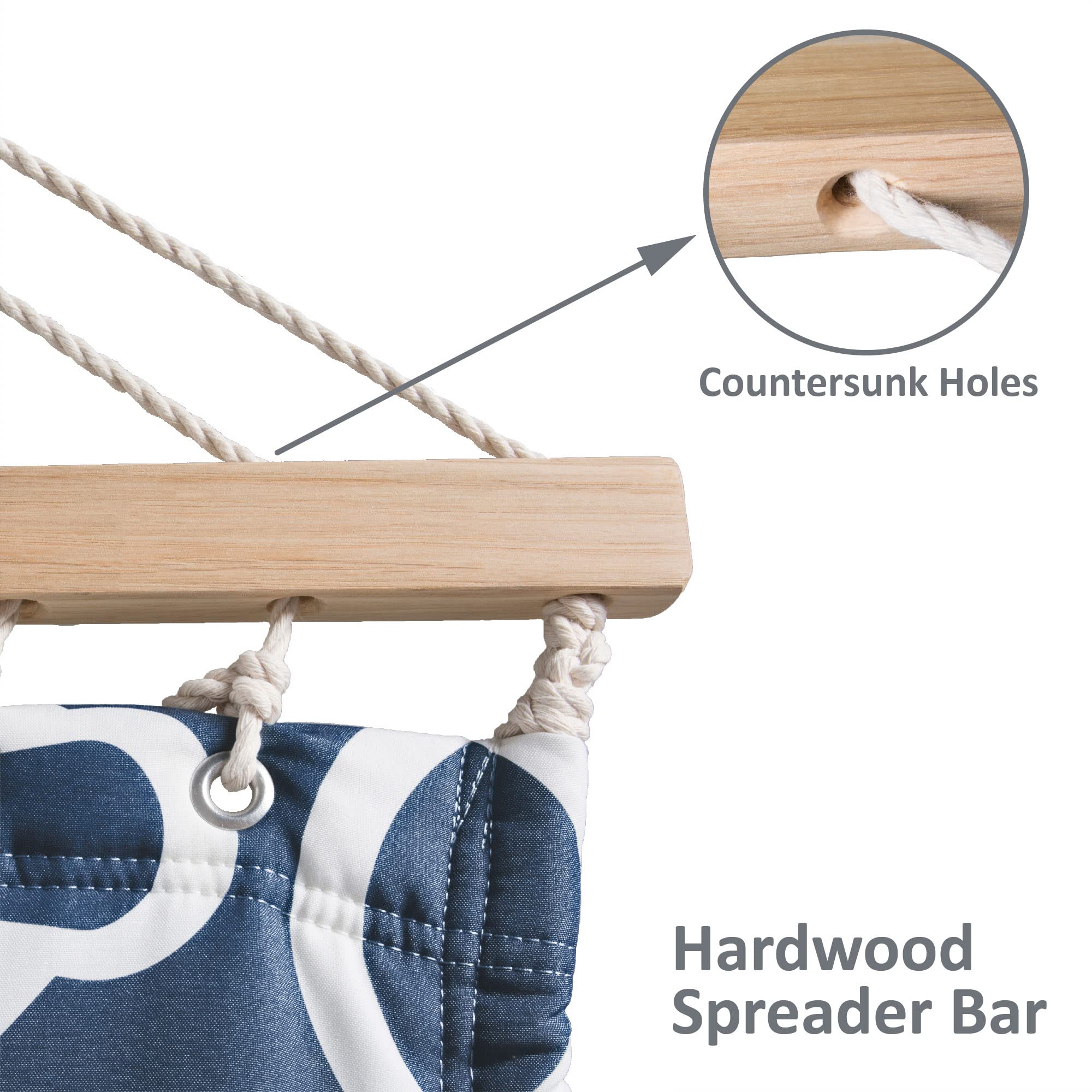 Suncreat Two Person Hammock With Stand, 475 Lbs Capacity, Portable Patio Hammock With Hardwood Spreader Bar, Large Soft Pillow, Blue Pattern