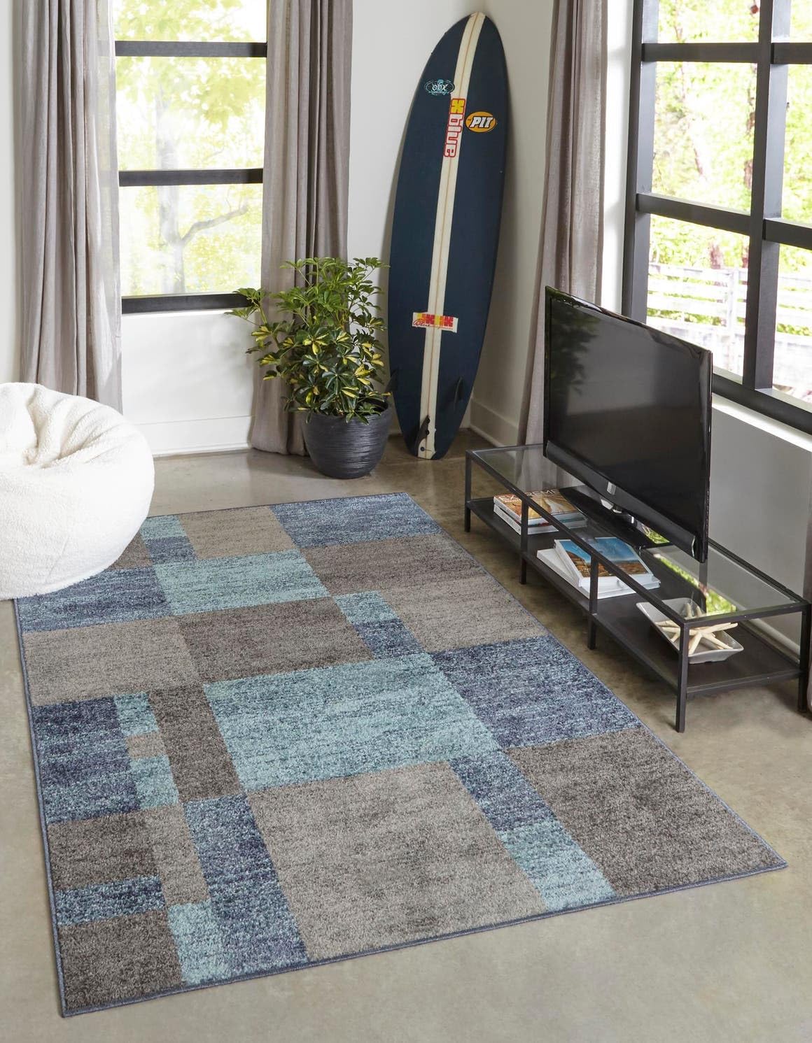 Unique Loom Autumn Collection Area Rug - Providence (7' 1'' x 10' Rectangle, Blue Gray/ Light Brown)