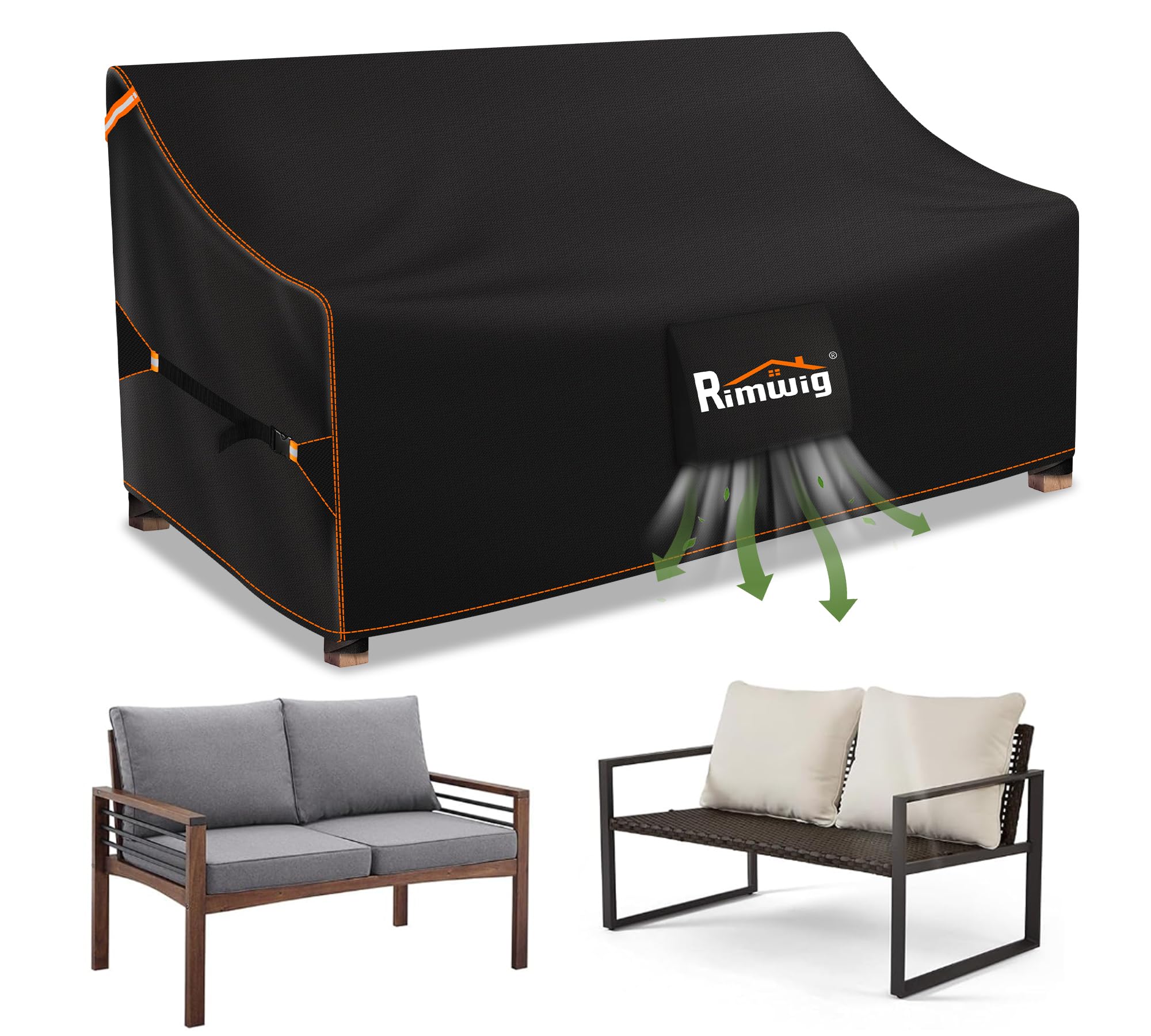 Rimwig Outdoor Sofa Covers Waterproof 3-Seater outdoor couch cover 420D Heavy Duty Patio Sofa Covers with rainproof windproof 79