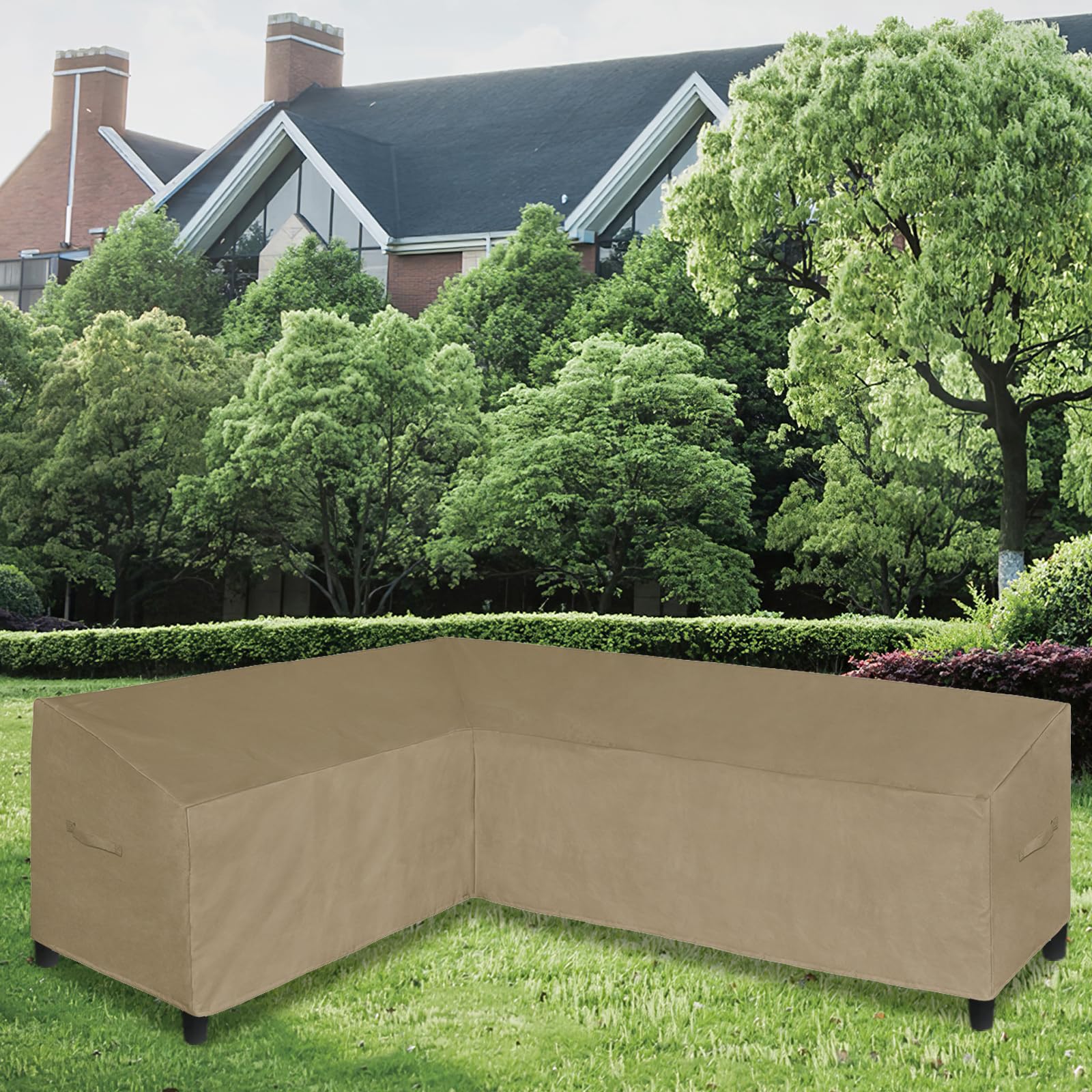 Easy-Going Patio L-Shaped Sectional Sofa Cover, 83“X104' Waterproof Outdoor Sectional Cover, Heavy Duty Garden Furniture Cover With Air Vent (Left Facing, Camel)