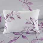 Madison Park Essentials Cozy Bed In A Bag Comforter With Complete Cotton Sheet Set - Trendy Floral Design All Season Cover, Decorative Pillow, Twin(68'X86'), Leaf Purple 9 Piece
