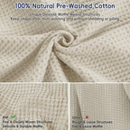 Phf 100% Cotton Waffle Weave Blanket Queen Size 90'X90' - Lightweight Cozy Washed Soft Breathable Throw - Great Layer For Couch Bed Sofa - Elegant Aesthetic Home Decoration Gift-Linen