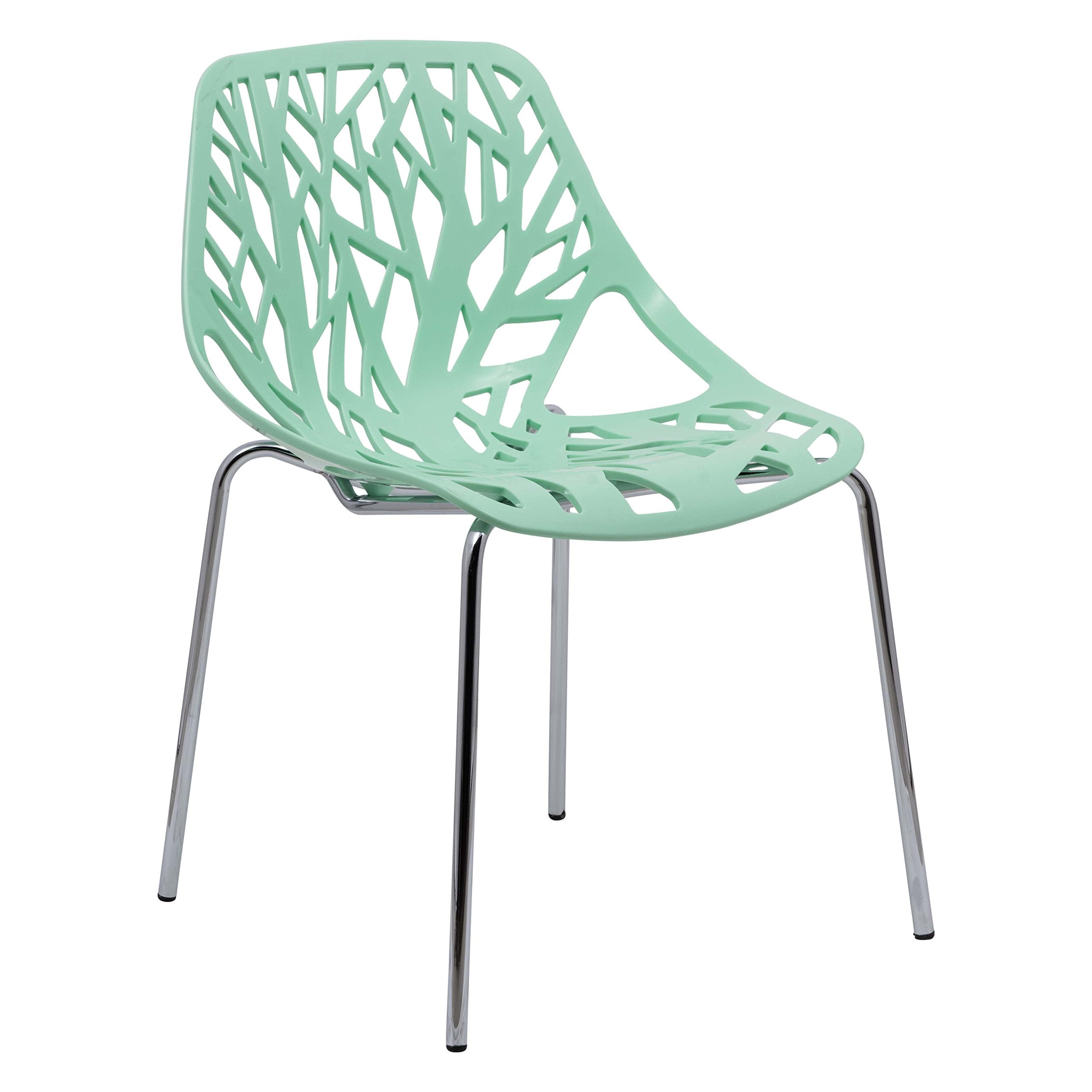 LeisureMod Modern Asbury Dining Chair with Chromed Legs, Mint