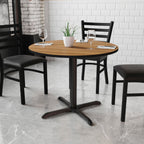 Flash Furniture Graniss 36'' Round Walnut Laminate Table Top with 30'' x 30'' Table Height Base
