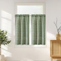 Jinchan Boho Kitchen Curtains Linen Tier Curtains 45 Inch Bohemian Cafe Curtains Geometric Striped Small Window Curtains Light Filtering Farmhouse Country For Bathroom Rv 2 Panels Sage Green