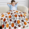 Wajade Sports Balls Blanket For Boys Soft Fleece Baseball Basketball Soccer Blanket For Couch Sofa Bedroom Fuzzy Flannel Blanket