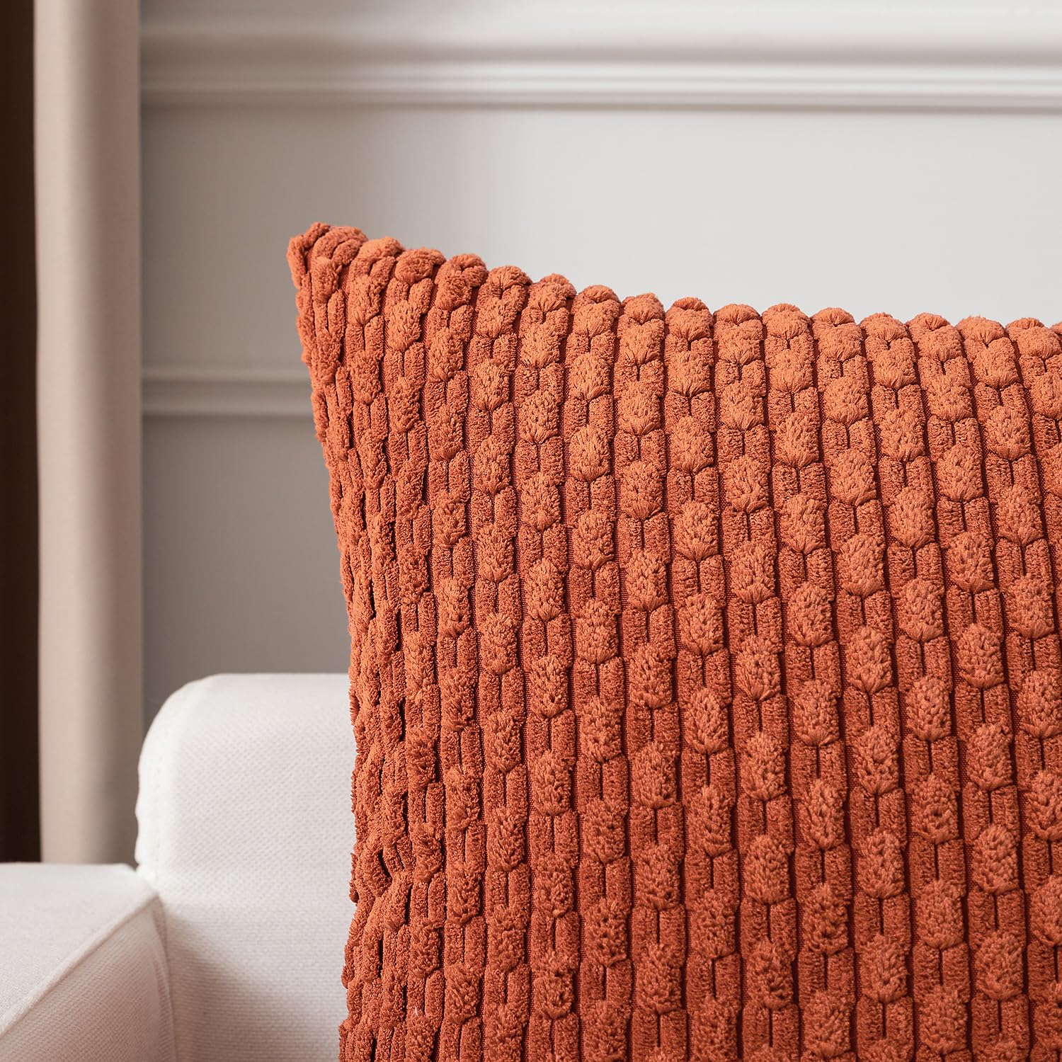 Kevin Textile Pack Of 2 Corduroy Decorative Throw Pillow Covers 12X20 Inch Soft Boho Striped Pillow Covers Modern Farmhouse Home Decor For Spring Sofa Living Room Couch Bed Rust